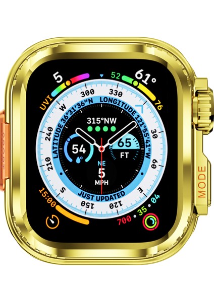 Apple Watch Series 9/8/7 45 mm Spor Saat Koruyucu Kılıf Için Metal Kasa - Parlak Altın (Yurt Dışından) modelleri