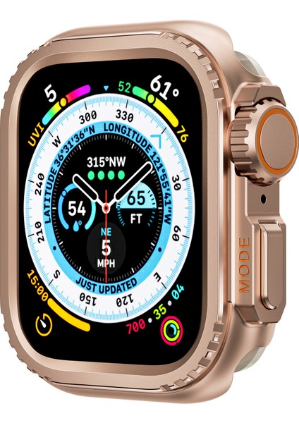 Apple Watch Series 9/8/7 45 mm Spor Saat Koruyucu Kılıfı Için Metal Kasa - Gül Altını (Yurt Dışından)