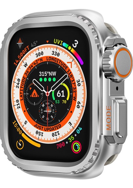 Apple Watch Series 9/8/7 45 mm Spor Saat Koruyucu Kılıf Için Metal Kasa - Mat Gümüş (Yurt Dışından)