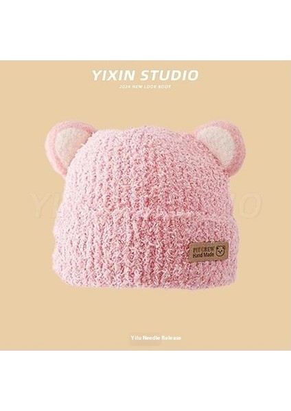 Sonbahar ve Kış Erkek ve Kadın Bebek Sevimli Karikatür Ayı Bebek Peluş Sıcak Kulak Koruma Örme Şapka (Yurt Dışından)