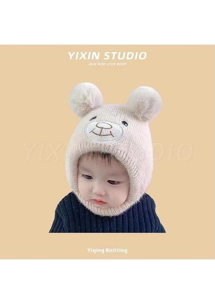 Sonbahar ve Kış Erkek ve Kadın Bebek Sevimli Karikatür Ayı Bebek Peluş Sıcak Kulak Koruma Örme Şapka (Yurt Dışından)