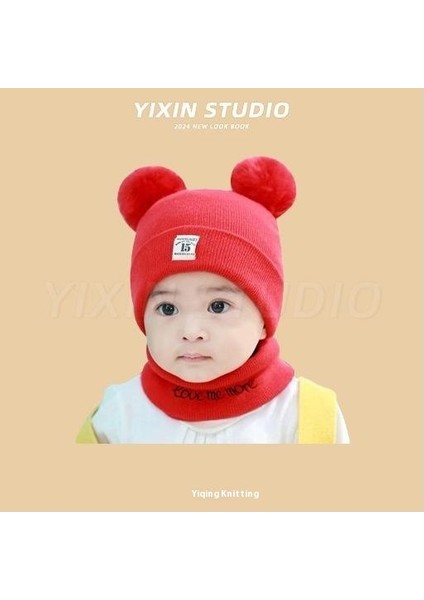 Sonbahar ve Kış Erkek ve Kadın Bebek Sevimli Karikatür Ayı Bebek Peluş Sıcak Kulak Koruma Örme Şapka (Yurt Dışından)