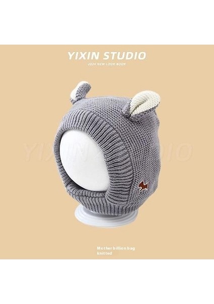 Sonbahar ve Kış Erkek ve Kadın Bebek Sevimli Karikatür Ayı Bebek Peluş Sıcak Kulak Koruma Örme Şapka (Yurt Dışından)