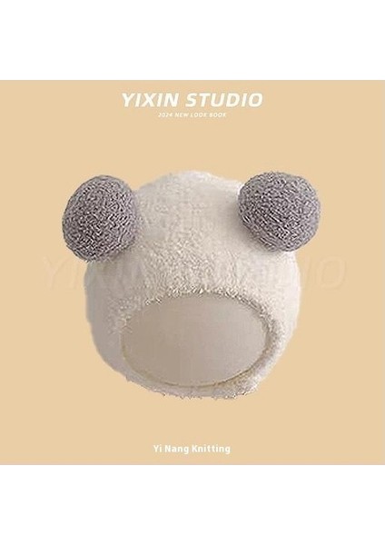 Sonbahar ve Kış Erkek ve Kadın Bebek Sevimli Karikatür Ayı Bebek Peluş Sıcak Kulak Koruma Örme Şapka (Yurt Dışından)