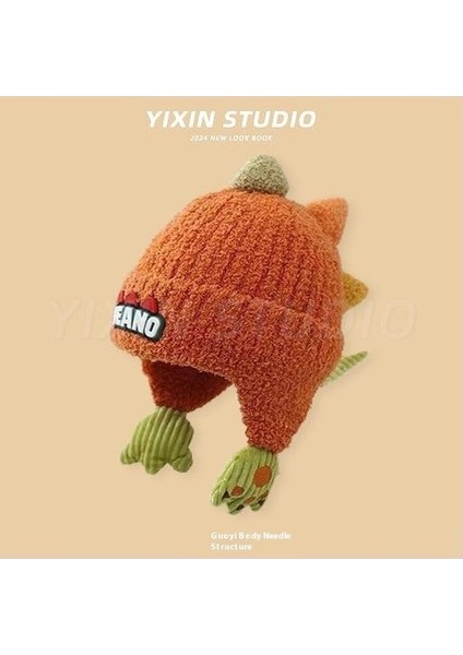 Sonbahar ve Kış Erkek ve Kadın Bebek Sevimli Karikatür Ayı Bebek Peluş Sıcak Kulak Koruma Örme Şapka (Yurt Dışından)