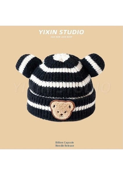 Sonbahar ve Kış Erkek ve Kadın Bebek Sevimli Karikatür Ayı Bebek Peluş Sıcak Kulak Koruma Örme Şapka (Yurt Dışından)