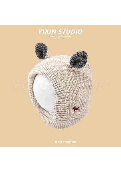 Sonbahar ve Kış Erkek ve Kadın Bebek Sevimli Karikatür Ayı Bebek Peluş Sıcak Kulak Koruma Örme Şapka (Yurt Dışından)