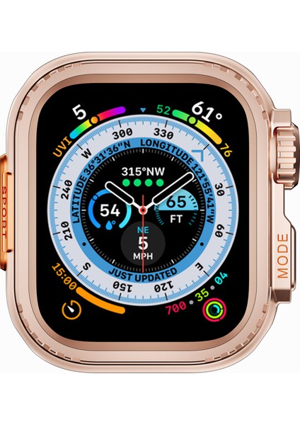 Apple Watch Series 4/5/6/se/se (2022)/SE (2023) Için 44 mm Metal Koruyucu Çerçeveli Saat Kılıfı - Gül Altını (Yurt Dışından)