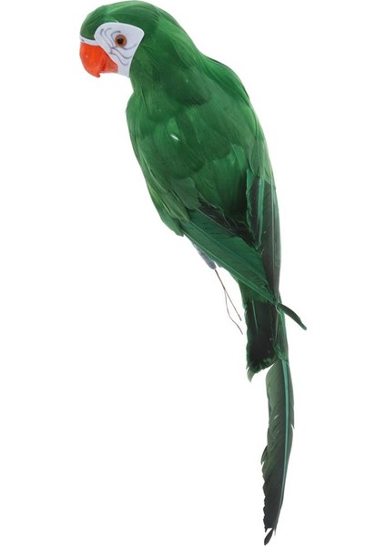 1 Doğal Gerçekçi Papağş Tüylü Kuş Heykelciği Dekoratif Yeşil 45CM (Yurt Dışından)