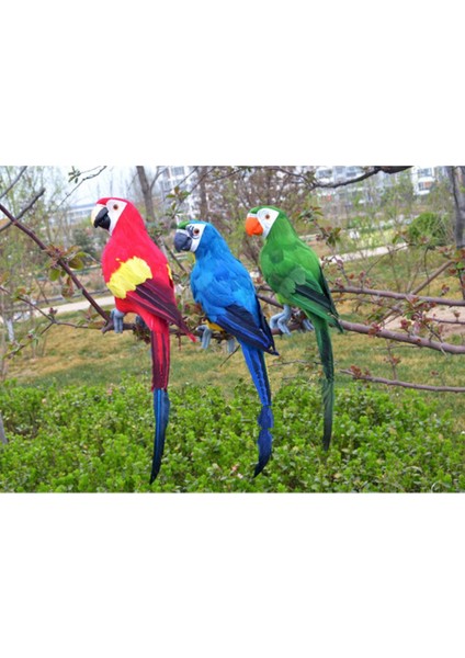 1 Doğal Gerçekçi Papağş Tüylü Kuş Heykelciği Dekoratif Yeşil 45CM (Yurt Dışından) fiyatları