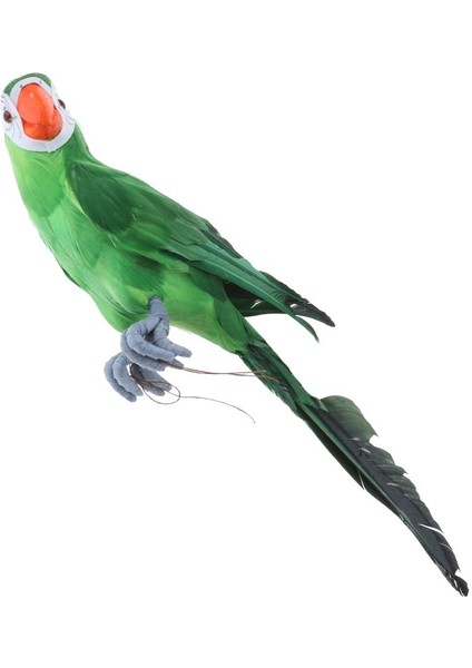 1 Doğal Gerçekçi Papağş Tüylü Kuş Heykelciği Dekoratif Yeşil 45CM (Yurt Dışından) modelleri