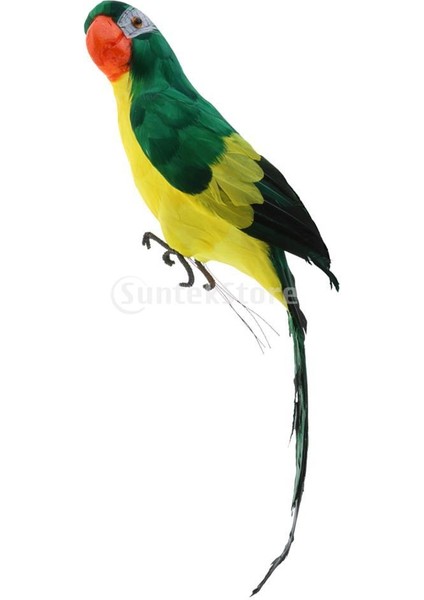 1 Doğal Gerçekçi Papağş Tüylü Kuş Heykelciği Dekoratif Yeşil 45CM (Yurt Dışından) indirimleri