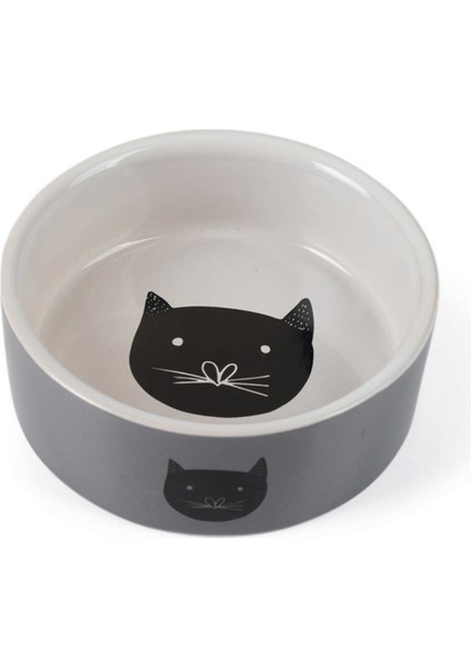 Lzrdwzrd Beeztees Kedi Mama Su Kabı, Seramik, Gri, 11,5cm, 180ML