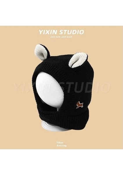 Sonbahar ve Kış Erkek ve Kadın Bebek Sevimli Karikatür Ayı Bebek Peluş Sıcak Kulak Koruma Örme Şapka (Yurt Dışından)