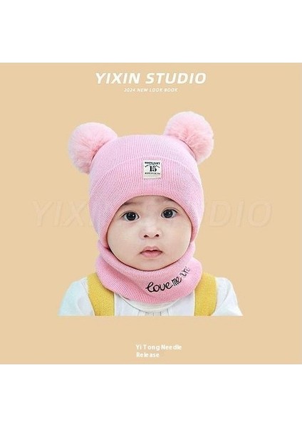 Sonbahar ve Kış Erkek ve Kadın Bebek Sevimli Karikatür Ayı Bebek Peluş Sıcak Kulak Koruma Örme Şapka (Yurt Dışından)