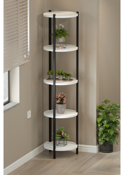 5 Raflı Çiçeklik Rafı Saksılık Standı Dekoratif Aksesuar Rafı Saksılık Lale Beyaz modelleri