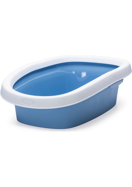 Lzrdwzrd Beeztees Yüksek Kenarlı Açık Kedi Tuvaleti, Mavi Beyaz, 39X58X17CM