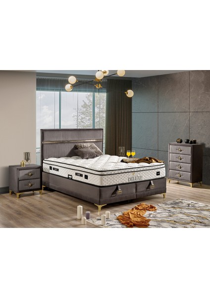 Deluxe Set Tek Kişilik Yatak Seti 90 x 190 Başlık + Sandıklı Baza+ Ortopedik Yatak fiyatları