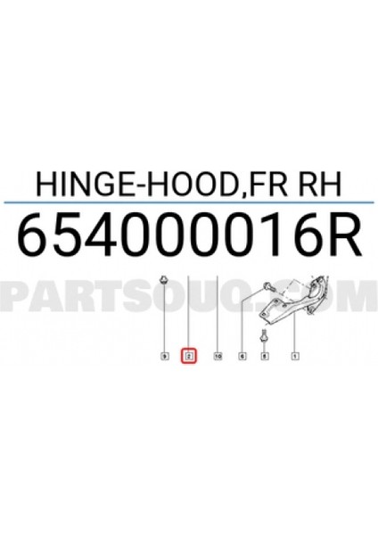 Renault Fluence Megane 2009- Kaput Menteşesi Sağ Oem No (654000016R)