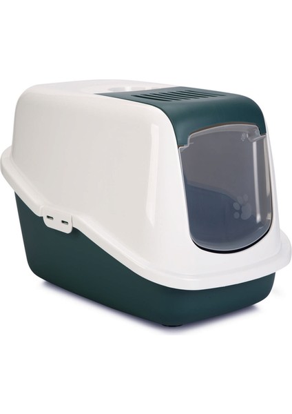Lzrdwzrd Beeztees Kapalı Kedi Tuvaleti, Koku Filtreli, Koyu Yeşil Beyaz, 56X39X39CM