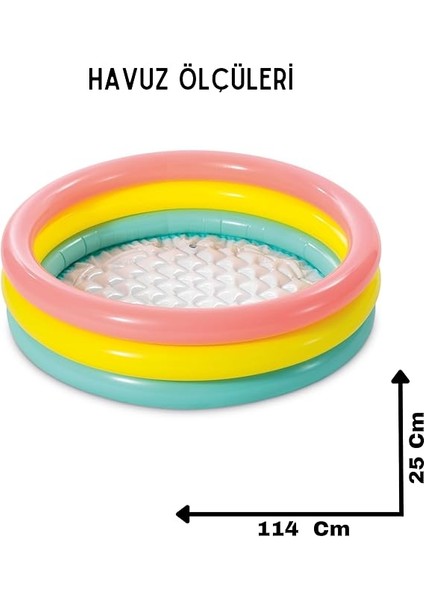 Yumuşak Tabanlı Renkli 3 Boğumlu Baby Pool Çocuk Bebek HAVUZU,114X25 cm ve Pompa+Yama Set, Pompa ve Yama Hediyelidir, Çocuklar Için Aktivite Aile fiyatları