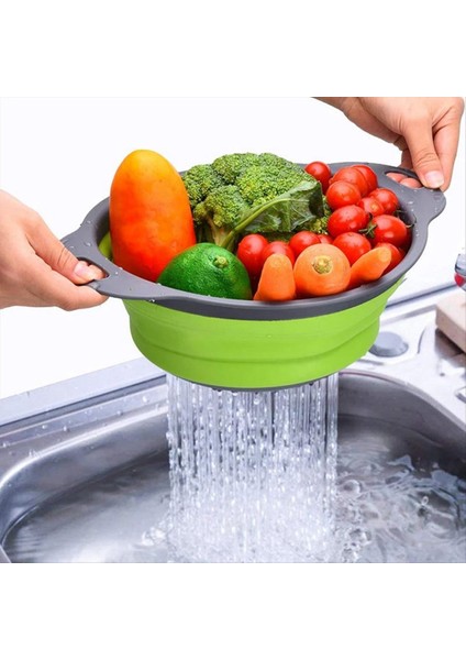 2pcs Katlanabilir Süzgeç Meyve Sebzesi Yıkama Sepet Kevnel Bulaşık Silikat Silikon Kevnel Drenajı Mutfak Gadgets (Yurt Dışından) fiyatları