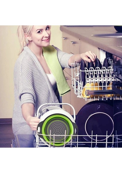 2pcs Katlanabilir Süzgeç Meyve Sebzesi Yıkama Sepet Kevnel Bulaşık Silikat Silikon Kevnel Drenajı Mutfak Gadgets (Yurt Dışından) modelleri