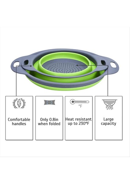 2pcs Katlanabilir Süzgeç Meyve Sebzesi Yıkama Sepet Kevnel Bulaşık Silikat Silikon Kevnel Drenajı Mutfak Gadgets (Yurt Dışından) indirimleri