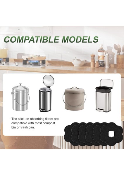 Evrensel Çöp Kutusu Kömür Filtreleri Değiştirmeleri 12&#39 Li Paket Çiçek Şekli Yapışkanlı Aktif Kömür Emici Filtreler (Yurt Dışından) indirimleri