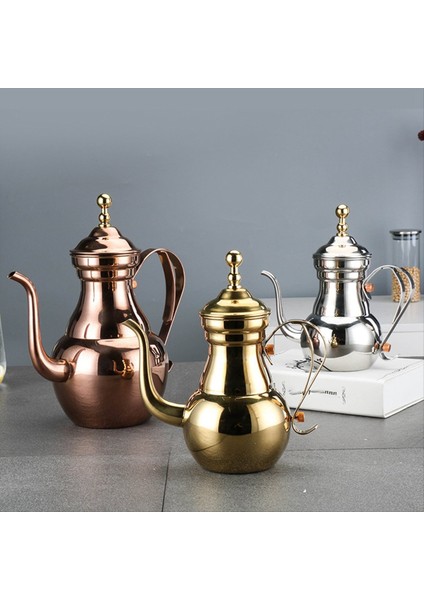 Paslanmaz Çelik Çiçek Çaydanlık Su Isıtıcısı Ince Pot Otel Uzun Ağız Pot Otel Çaydanlık Filtre Restoran Kabarcık Demlik Kahverengi (Yurt Dışından) fiyatları