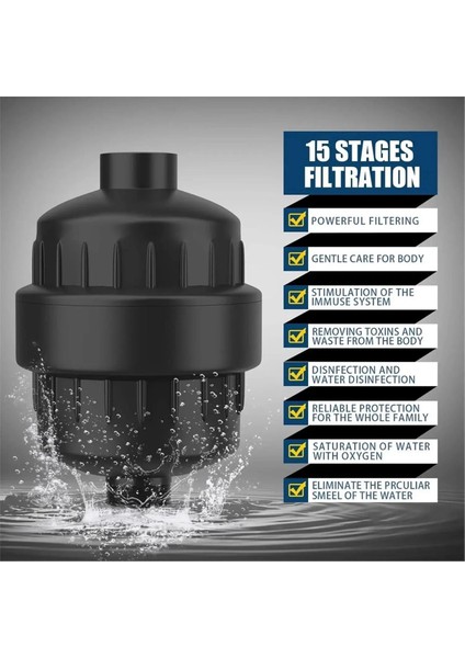 15 Aşamalı Çıkışlı Duş Suyu Filtresi Klor Florürü Ağır Metalleri Kaldırır Filtre Li Duş Başlığını Yumuşatır (Yurt Dışından) fırsatları