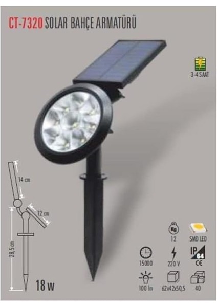 Solar 18W Bahçe Aydınlatma Amber Renk fiyatları