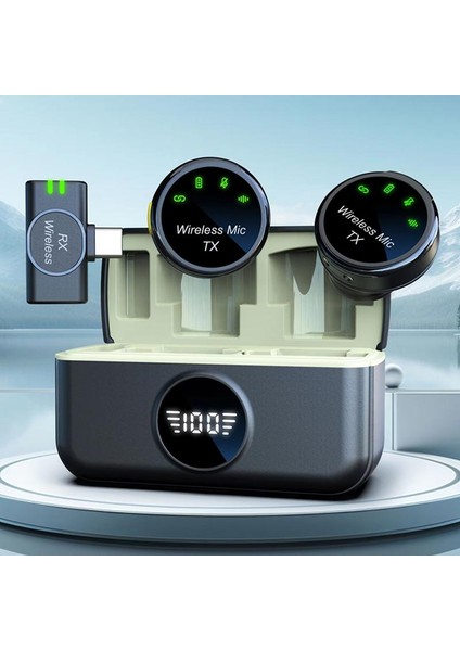 2'si 1 Arada Mini Manyetik Klipsli Kablosuz Mikrofon Type-C Fişi (Yurt Dışından)