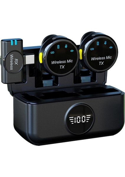 2'si 1 Arada Mini Manyetik Klipsli Kablosuz Mikrofon Type-C Fişi (Yurt Dışından)