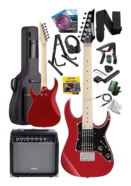 DE-150RD-35AMP Maple Klavye Hh Yüksek Kaliteli 35W Amfili Elektro Gitar Seti fiyatları