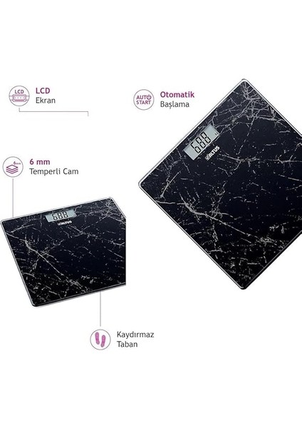 Al 808 Sm Mermer Desenli Dijital Baskül ve Vücut Tartısı, Standart fiyatları