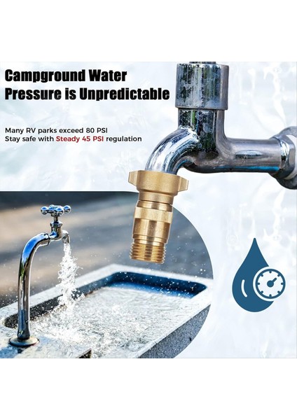 Rv Akışlı Su Basıncı Regülatörü Pirinç Kurşunsuz 40-50 Psı Filtreli Önceden Ayarlanmış Su Basıncı Düşürücü (Yurt Dışından) fırsatları