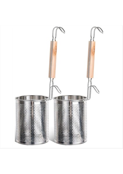 2 Paket Makarna Sepeti Paslanmaz Çelik Hasır Erişte Süzgeç Sepeti Ahşap Saplı Gıda Makarna Erişte Kaynatma Için (Yurt Dışından)