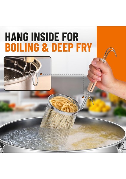 2 Paket Makarna Sepeti Paslanmaz Çelik Hasır Erişte Süzgeç Sepeti Ahşap Saplı Gıda Makarna Erişte Kaynatma Için (Yurt Dışından) fiyatları