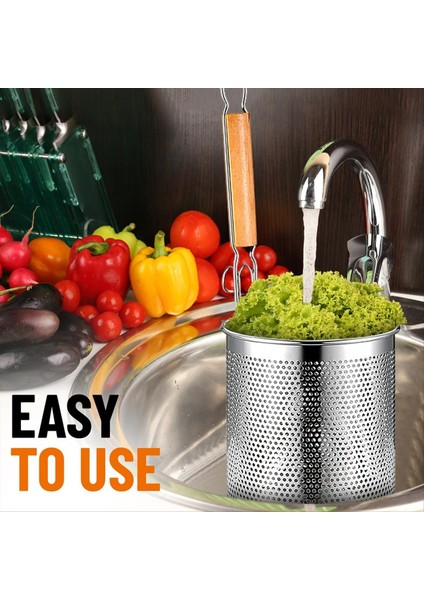 2 Paket Makarna Sepeti Paslanmaz Çelik Hasır Erişte Süzgeç Sepeti Ahşap Saplı Gıda Makarna Erişte Kaynatma Için (Yurt Dışından) fırsatları