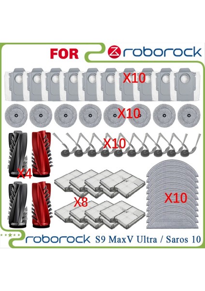 Roborock Saros 10 Robotlu Süpürge Yedek Parça Ana Yan Fırça Hepa Filtre Toz Torbaları Paspas Aksesuarları (Yurt Dışından) modelleri