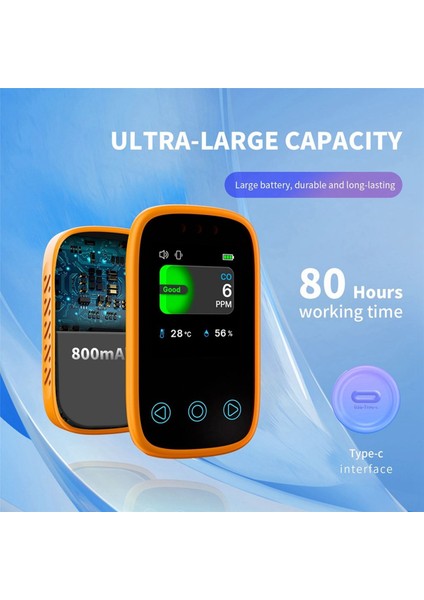 Seyahat Karbon Monoksit Dedektörü Şarj Edilebilir Co Alarm Taşınabilir Mini Kamp Çadır Alarmı Renkli Hd Ekran Turuncu (Yurt Dışından) indirimleri