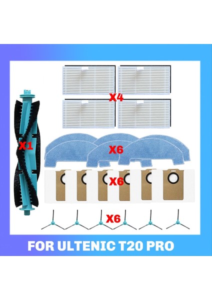 Ultenic T20 Pro Vakum Parçaları Için Uygun Ana Silindir Yan Fırça Toz Torbası Filtre Paspas Bezi Aksesuarları (Yurt Dışından) fırsatları