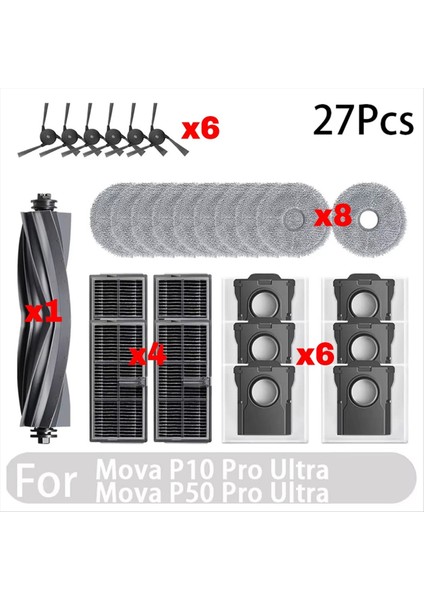 Mova P50 Pro Ultra Için Uygun Mova P10 Pro Ultra Aksesuarları Tricut Fırça Hepa Filtre Paspas Bezi Toz Torbası (Yurt Dışından) fırsatları