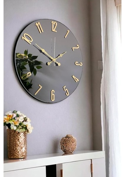 41 cm Gerçek Ayna Pleksi Rakam Dekoratif Duvar Saati