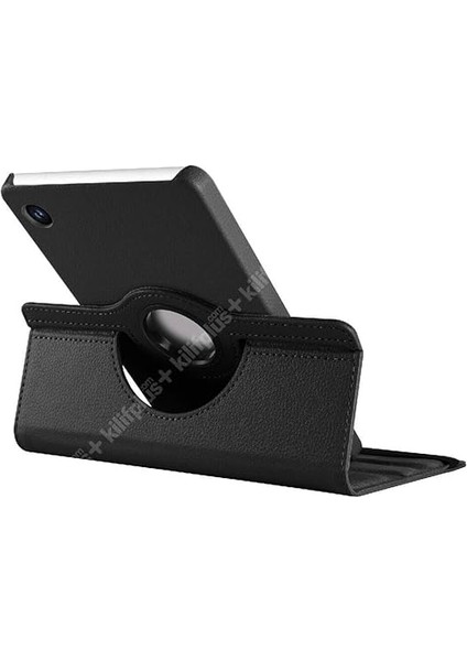 Samsung Galaxy Tab A9 Plus ile Uyumlu Kılıf 360 Derece Dönen Standlı Pu Deri Kapaklı - Mavi fırsatları