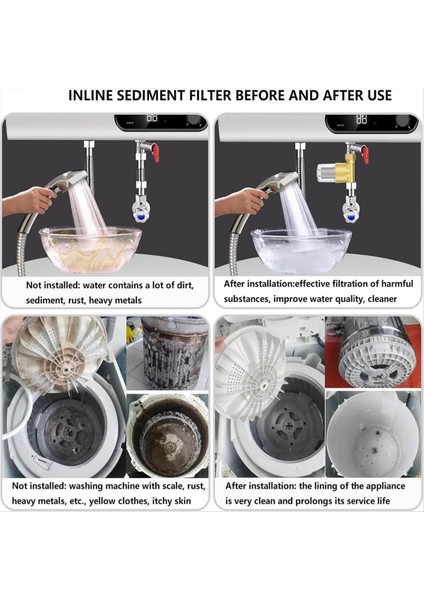 Pirinç Tortu Filtresi, Yeniden Kullanılabilir Tortu Su Filtresi, Çamaşır Makinesi Için Satır Içi Yıkama Filtresi, Duş, Bahçe Hortumu (Yurt Dışından) modelleri