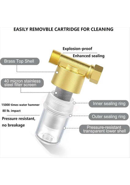 Pirinç Tortu Filtresi, Yeniden Kullanılabilir Tortu Su Filtresi, Çamaşır Makinesi Için Satır Içi Yıkama Filtresi, Duş, Bahçe Hortumu (Yurt Dışından) indirimleri