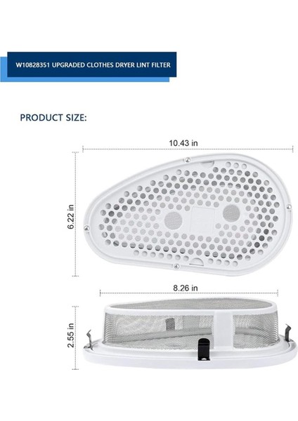 W10828351 Kurutucu Lint Trap Yedek Kenmore Kurutucu Lint Screen Whirlpool Kurutucu Için Lint Trap Filtresi ve Kapak (Yurt Dışından) modelleri