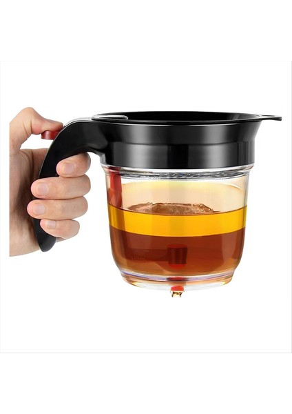 Alttan Serbest Bırakılan Yağ Süzgeçli Yağ Ayırıcı Sos Ayırıcı 4 BARDAK/1000ML Sos Sosları ve Diğer Sıvılar Için Siyah (Yurt Dışından)
